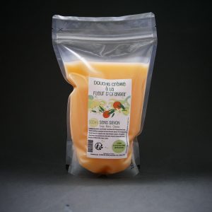 GEL DOUCHE Fleur d'oranger </p>SANS SAVON</p>RECHARGE 500ml</p>Plastique 100% recyclable